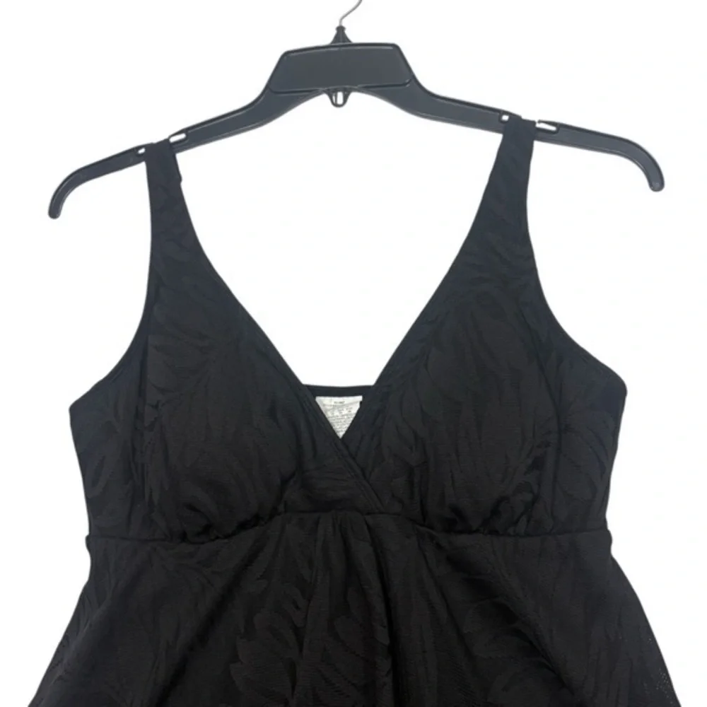 Swim Solutions NWT Black V-Neck Flyaway Women's Tummy-Control Swim swimsuit 16 L - Picture 5 of 12